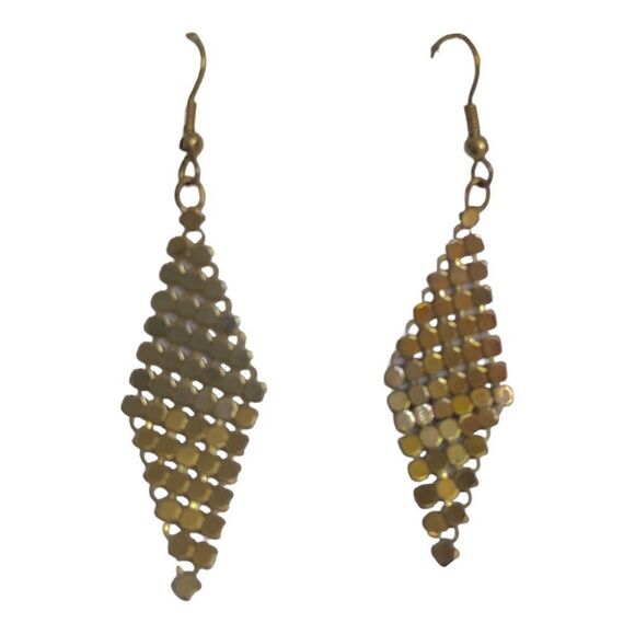 Lot 2 pair gold silver dangling mesh earrings pierced 2.5” long - Picture 3 of 8